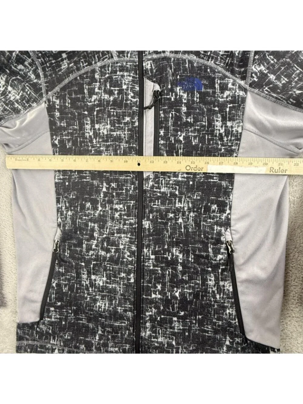 The North Face Jacket Mens Large Gray Geometric Fleece Full Zip Windbreaker